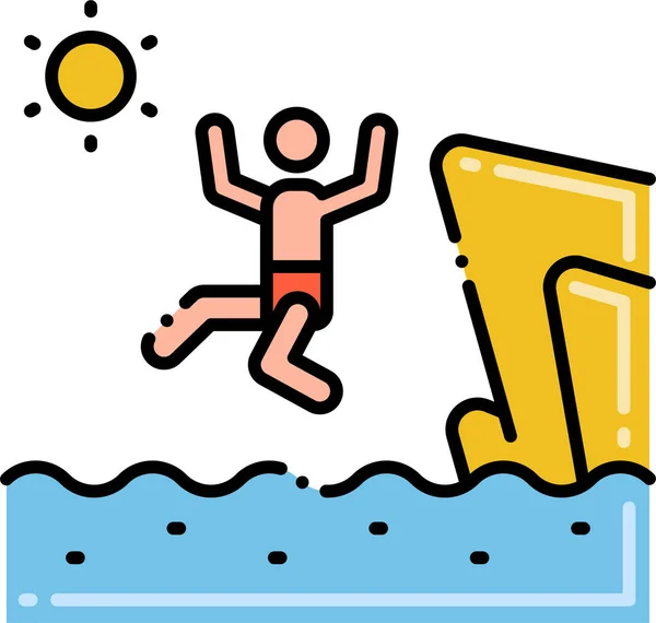 Activity Cliff Diving Icon Summer Category — Stock Vector