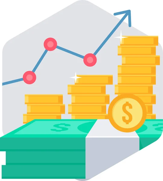 Growth Money Business Icon Flat Style — Stock Vector