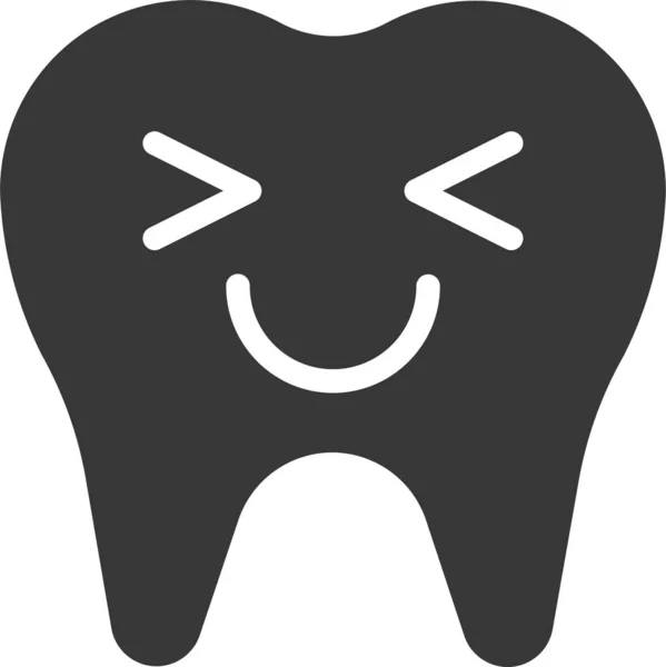 Ikon Emoji Emoticon Gigi Dalam Gaya Padat - Stok Vektor