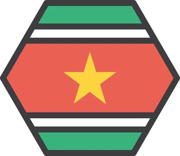 Drapeau Pays Icône Suriname Dans Style Contour Rempli — Image vectorielle