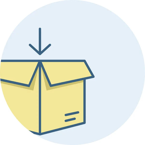 Icono Caja Paquete Cartón Estilo Contorno Lleno — Vector de stock