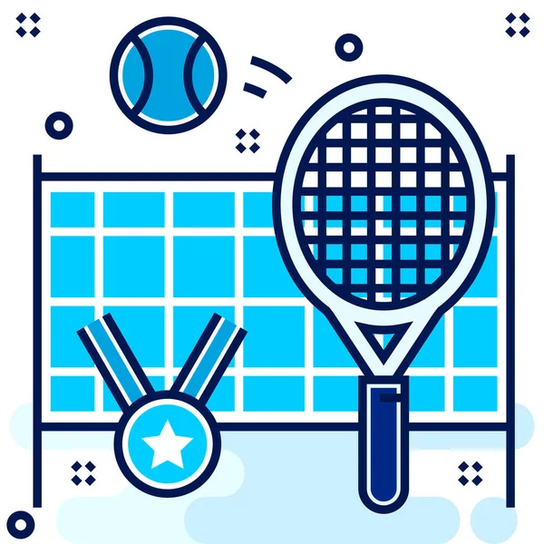 Badminton Competição Raquete Ícone Estilo Esboço Preenchido — Vetor de Stock