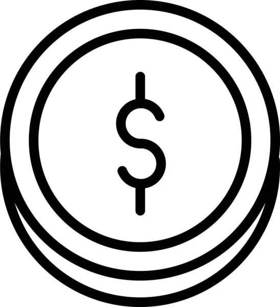 Business Münze Währung Symbol Umriss Stil — Stockvektor