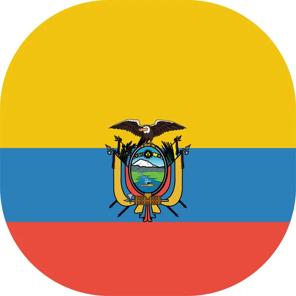 Land Ecuador Flagga Ikon Platt Stil — Stock vektor