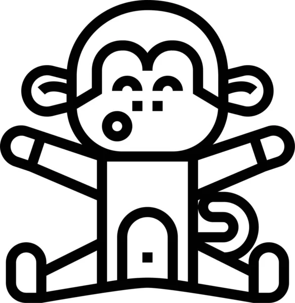 Ícone Mamífero Animal Macaco Estilo Esboço —  Vetores de Stock