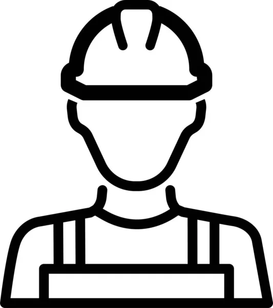 Construction Labor Mechanic Icon Outline Style — Stock Vector