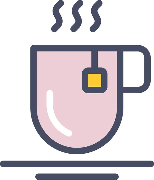 Bebida Café Icono Caliente Estilo Contorno Lleno — Vector de stock