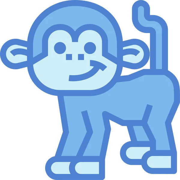 Opice Zvíře Savec Ikona Vyplněném Stylu Obrysu — Stockový vektor