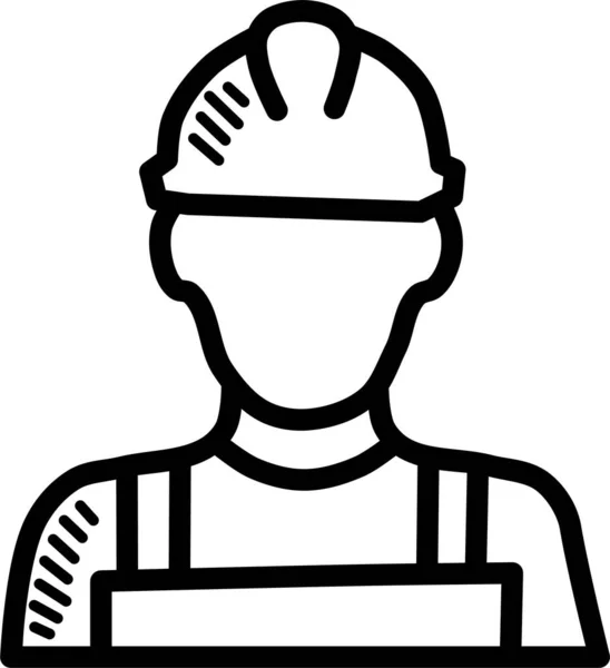 Construction Labor Mechanic Icon Outline Style — Stock Vector