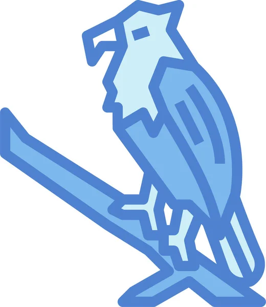 Icône Oiseau Faucon Aigle Dans Style Contour Rempli — Image vectorielle