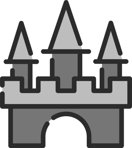 Château Halloween Maison Hantée Icône Dans Style Contour Rempli — Image vectorielle