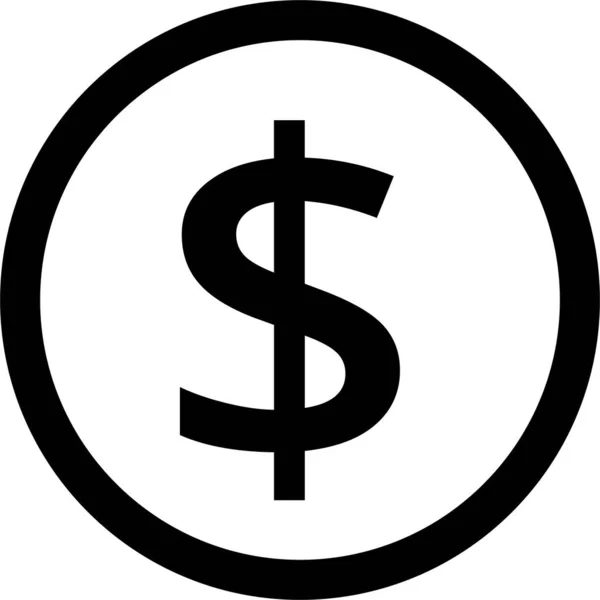 Dólar Moneda Icono Efectivo Estilo Esquema — Vector de stock