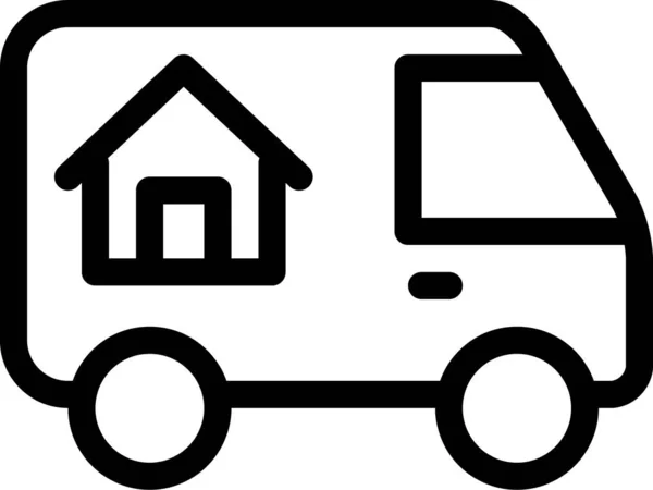 Casa Camiones Mover Icono Estilo Del Esquema — Vector de stock