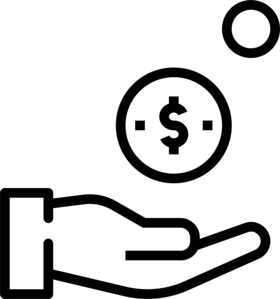 Accepteren Munt Dollar Pictogram Grote Lijnen Stijl — Stockvector