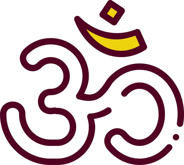 アウトラインスタイルで神聖なヒンズー教のアイコン — ストックベクタ