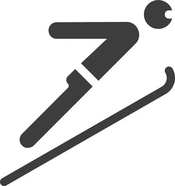 Springen Olympische Ski Icoon Solide Stijl — Stockvector