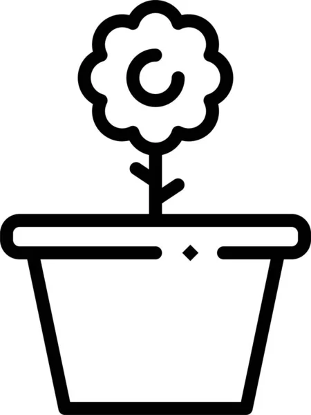 Icône Pot Fleur Fleur Dans Style Contour — Image vectorielle