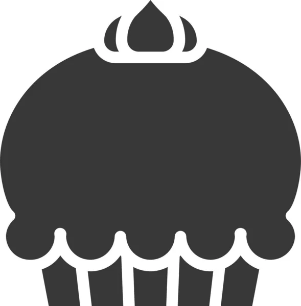 Cake Cupcake Dessert Pictogram Solide Stijl — Stockvector