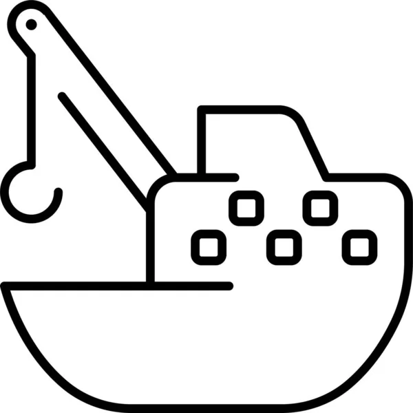Kranschiff Dampfboot Ikone Umriss Stil — Stockvektor