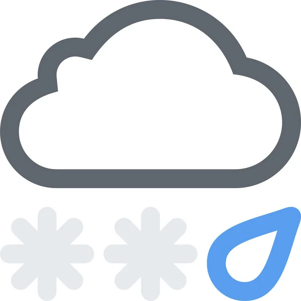 Mix Cloud Snow Icon Outline Style — Stock Vector