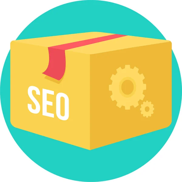 Seo Box Business Icon Flachen Stil — Stockvektor