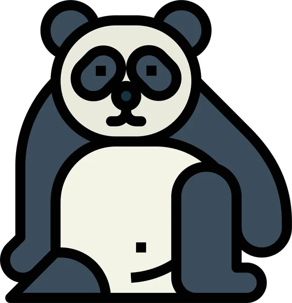大熊猫动物图标填充轮廓风格 — 图库矢量图片