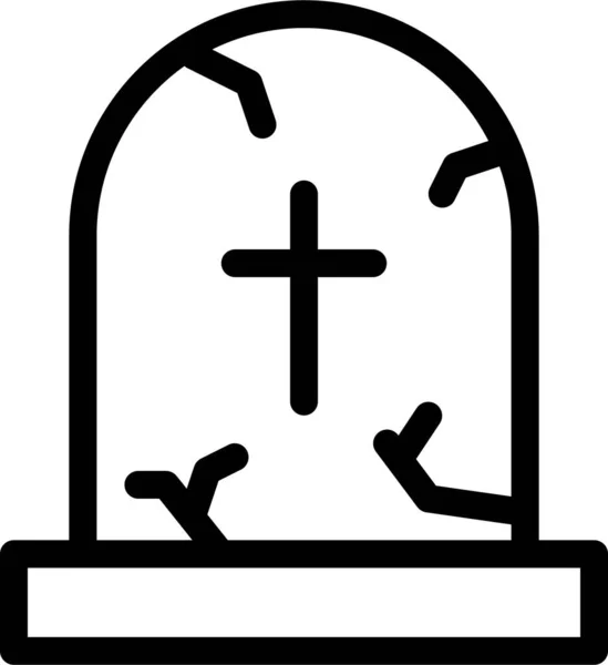 Kříž Pohřební Ikony Stylu Osnovy — Stockový vektor