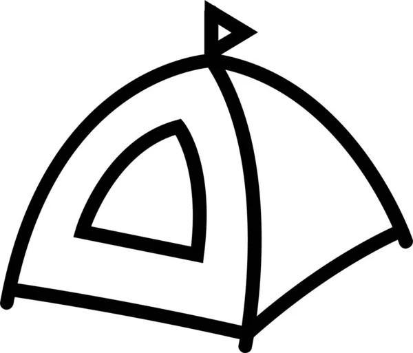 Ikona Turystyki Namiotowej Stylu Zarysu — Wektor stockowy