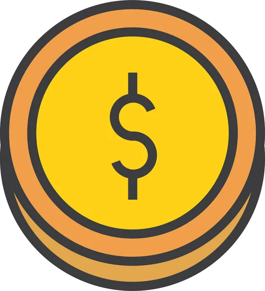 Moneda Negocios Icono Moneda Estilo Esquema Lleno — Vector de stock