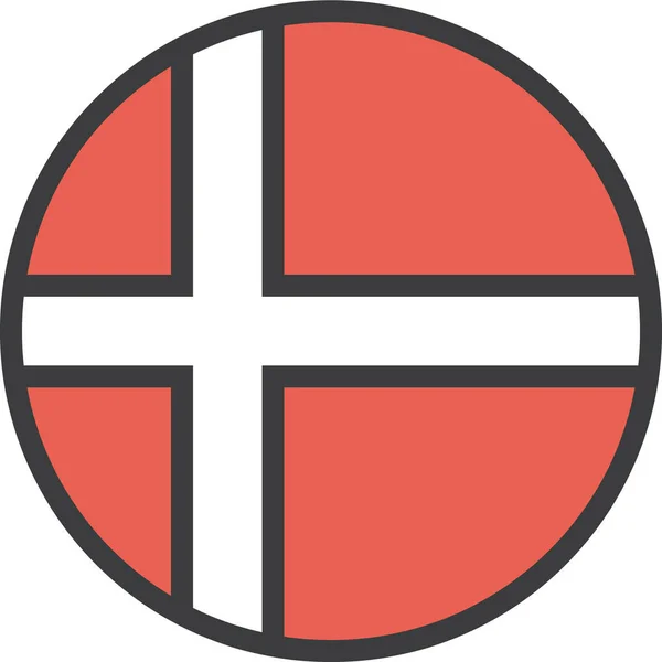 Χώρα Danish Denmark Εικονίδιο Στυλ Γεμάτο Περίγραμμα — Διανυσματικό Αρχείο