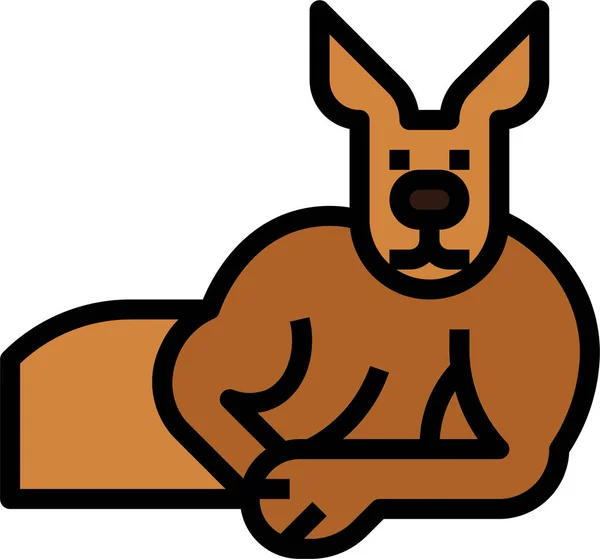 Kangaroo Sleep Animal Icon Filled Outline Style — Stock Vector