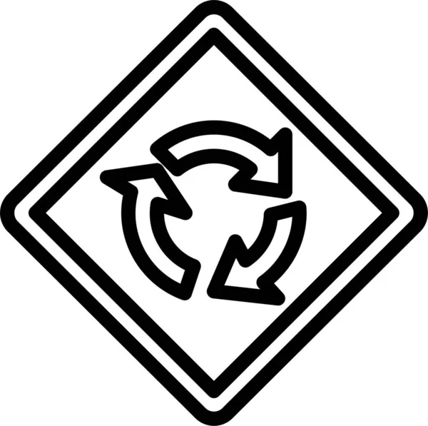 Rotonda Señalización Icono Carretera Estilo Contorno — Vector de stock