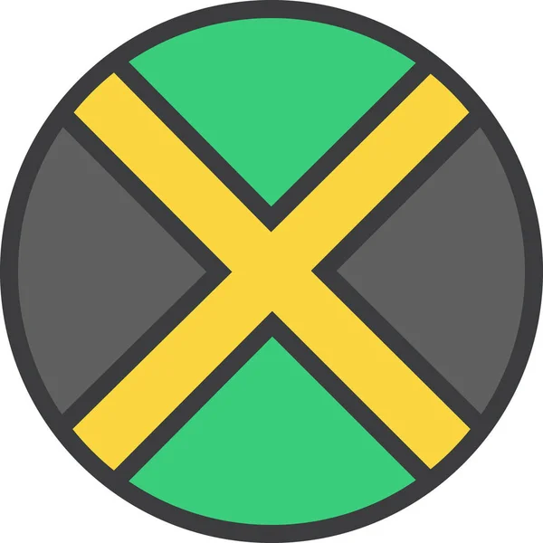 Land Vlag Jamaica Pictogram Gevulde Outline Stijl — Stockvector