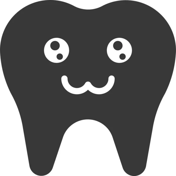 Οδοντικό Εικονίδιο Emoji Emoticon Συμπαγές Στυλ — Διανυσματικό Αρχείο