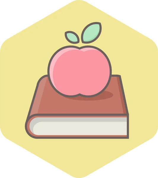Ikona Edukacji Książki Jabłkowej Płaskim Stylu — Wektor stockowy