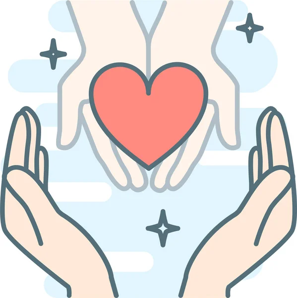 Care Charity Hand Icon Filled Outline Style — Stock Vector