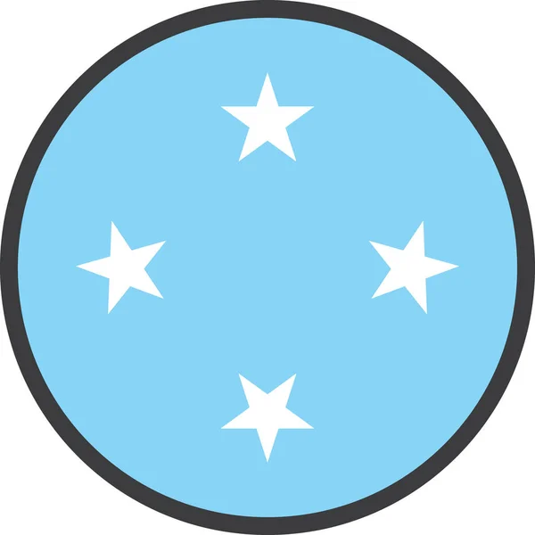 Icona Della Bandiera Nazionale Micronesia Stile Contorno Pieno — Vettoriale Stock