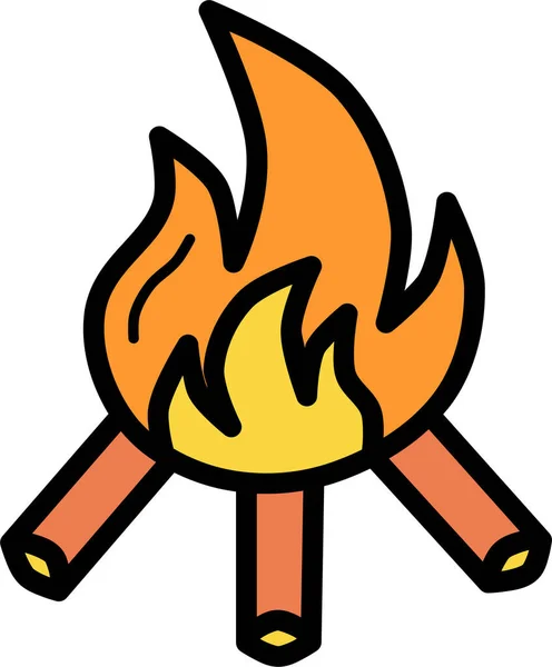 Autumn Bonfire Campfire Icon Filled Outline Style — Stock Vector