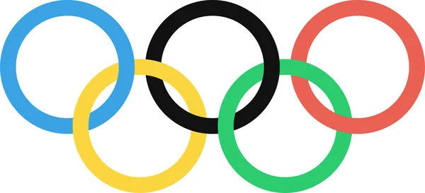 奥运会奥运五环图标为扁平风格 — 图库矢量图片