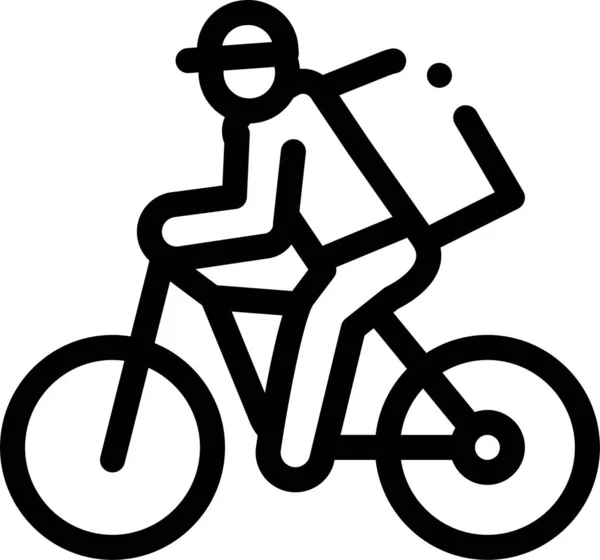 Acuerdo Bicicleta Mensajero Icono Estilo Esquema — Vector de stock