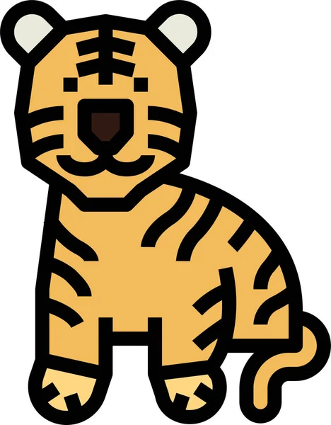 Tigre Mamífero Icono Vida Silvestre Estilo Contorno Lleno — Vector de stock