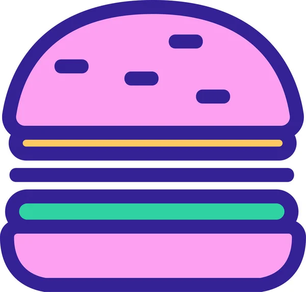 Gıda Içecekleri Kategorisinde Ekmek Burger Ikonu — Stok Vektör