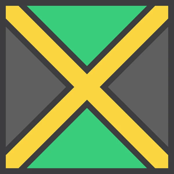 Bandiera Paese Icona Jamaica Pieno Stile Contorno — Vettoriale Stock