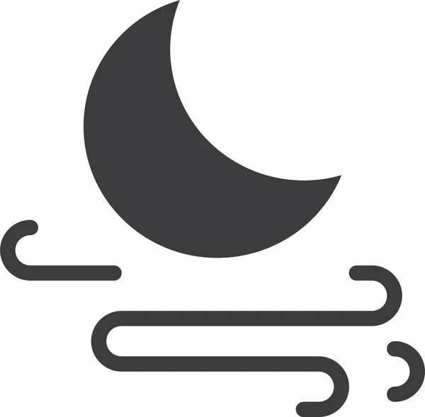 Prévision Lune Nuit Icône Dans Style Solide — Image vectorielle