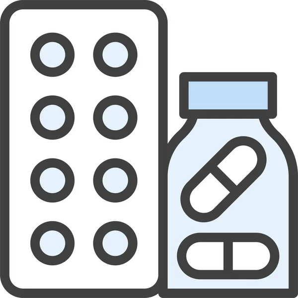 Icono Medicamentos Antiampollas Estilo Esquema Lleno — Vector de stock