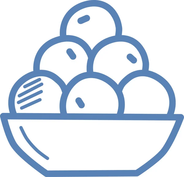 Mangkuk Delicacy Dessert Icon Dalam Gaya Outline - Stok Vektor