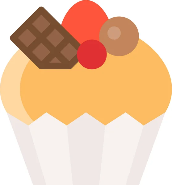 Cupcake Dessert Food Icoon Platte Stijl — Stockvector