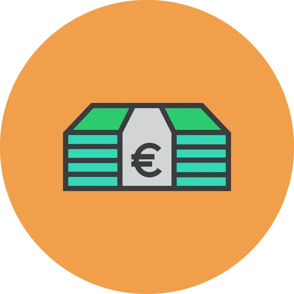 Üzleti Készpénz Euro Ikon Kitöltött Vázlatos Stílusban — Stock Vector