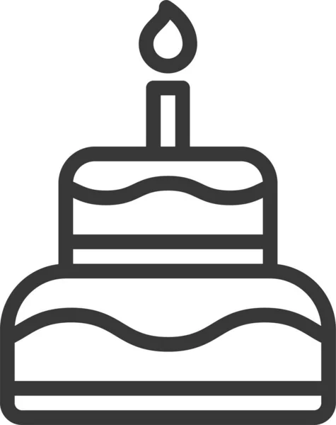 Birthday Cake Dessert Icon Outline Style — Stock Vector
