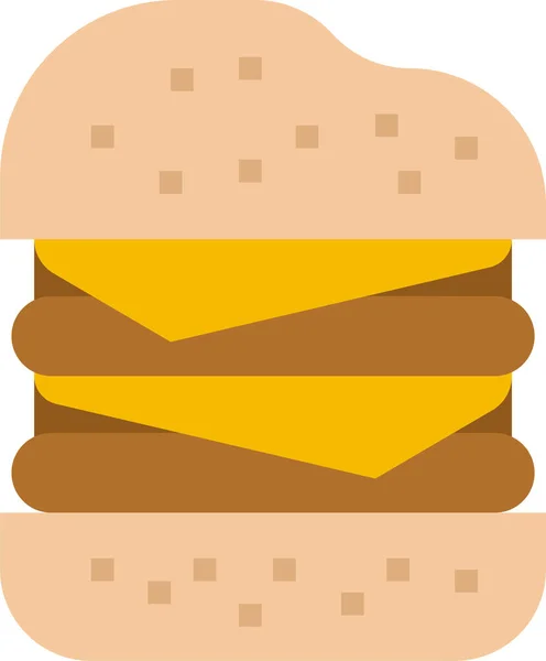 Cheeseburger Double Icône Rapide Dans Style Plat — Image vectorielle